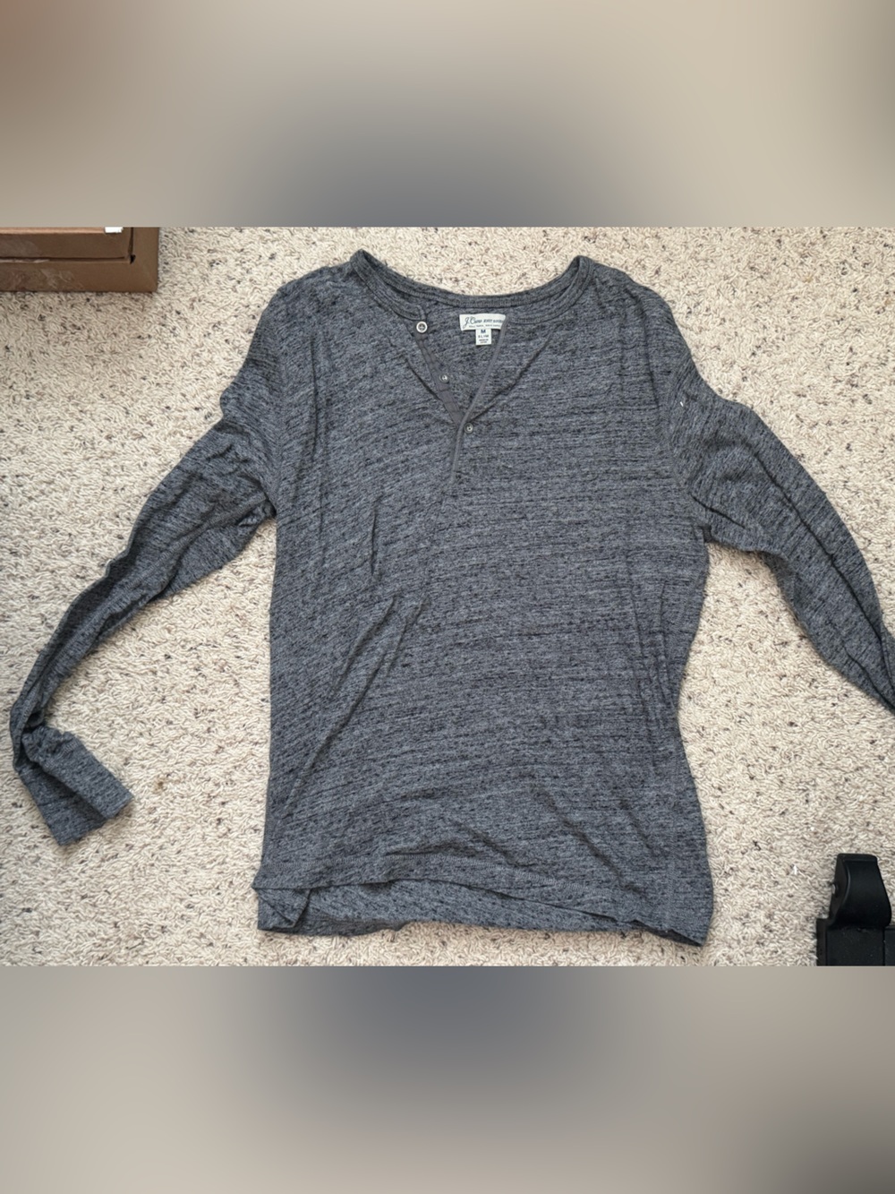 J. Crew Heathered Dark Gray Long Sleeve Henley Shirt